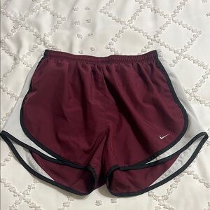 Nike Women's Maroon and White Running Shorts